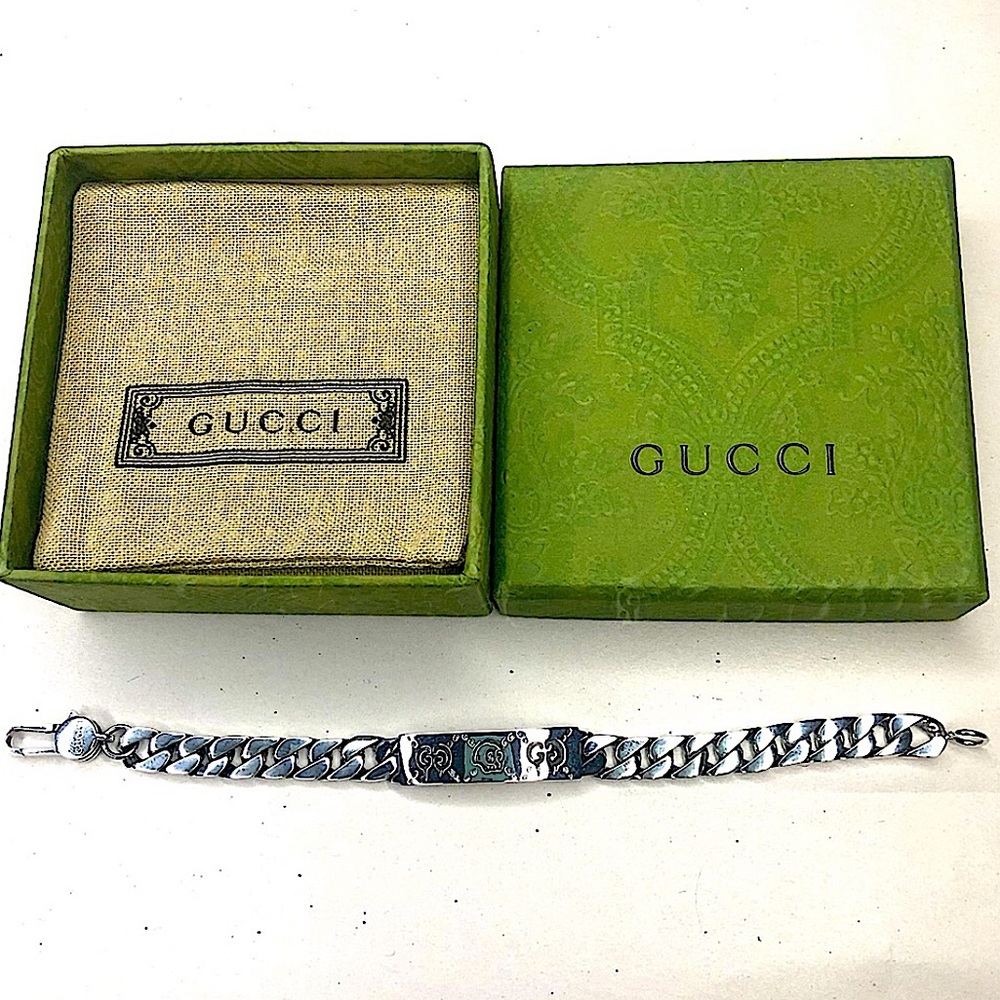 GUCCI Ghost GG Chain Link Sterling Silver 925 Bracelet Sz 20 NIB - Picture 4 of 17